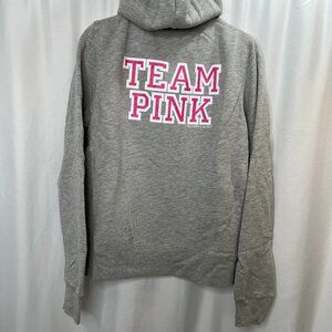 NWT PINK Victoria's Secret Grey Hooded Sweatshirt Womans L